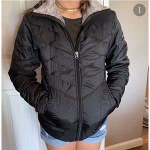 Columbia black puffer Omni-heat interchange zip up jacket with thumb holes XL